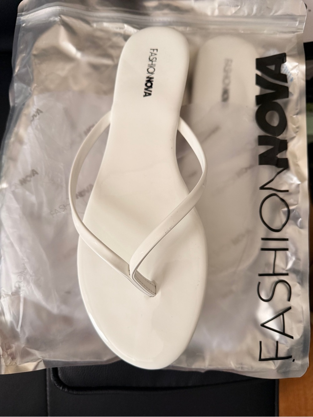 Fashion Nova White Minimalist Thong Sandals